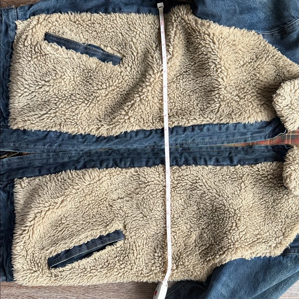 Zara Tan and Blue Sherpa Lined Jacket - Picture 8 of 16
